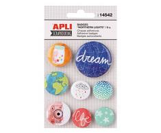 Apli kids 14542 Constellation sur Le thème Autocollant Badges Compatible avec Tous Les modèles (Taille Unique, Lot de 8)