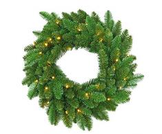 Gifts 11003 All Occasions Limited Shatchi Couronne prééclairée avec différentes pointes décoratives de Noël Vert 55 cm