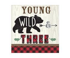 Amscan International 5121503 papier et plastique Vaisselle, Serviette Lunch Little Lumberjack Birthday-3rd