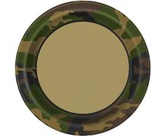 Unique Party - 48525 - Paquet de 8 Assiettes en Carton - Camouflage Militaire - 23 cm