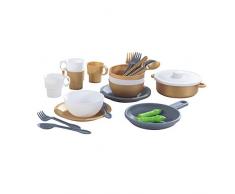 Kidkraft - 63532 - Set de Dinette 27 Pièces avec Couverts et Ustensiles de Cuisine Couleurs Métalliques Modernes