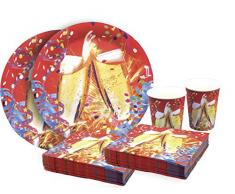Ciao Rietmuller Set de Table Party Happy New Year avec Assiettes, gobelets et Serviettes en Papier