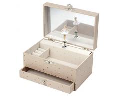 TROUSSELIER - Prince & Princesse - Boîte à Bijoux Musicale - Idéal Cadeau Jeune Fille - Musique Un Jour Mon Prince Viendra - Colori Marron Clair