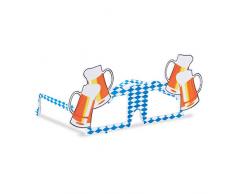 Relaxdays Lunettes de fête Oktoberfest, gag de fête avec tasses à bière, accessoire de fête, blanc et bleu