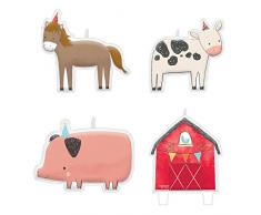 Amscan International 170601 Amscan Lot de 4 bougies fantaisie pour fête danniversaire Motif Barnyard