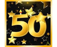 Forum Novelties-50th Birthday Napkins 13 (16 in pkt) Serviettes de table, X81899, Noir/doré