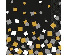 amscan Durable Sparkling Confetti Serviettes en Papier Vaisselle de fête, Papier, 15,2 x 15,2 cm, Lot de 16