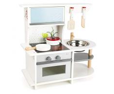 Small Foot 11159 Cuisine pour enfant Épurée, poêle, casserole, ustensiles de cuisine et lavabo inclus, à partir de 3 ans