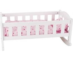Goki- Berceau pour poupée, 51587, Blanc/Rose