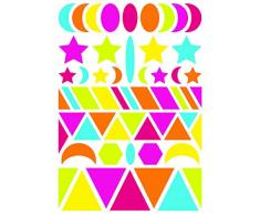 Maildor AE040O - Un sachet de gommettes Baby 6 planches 14,8x21 cm, Motifs géométriques vifs assortis (282 stickers)