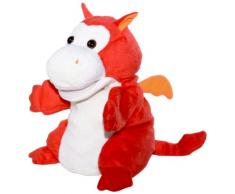 Heinrich Bauer - 11831 - Marionnette à Main Dragon en Peluche - Rouge/Blanc