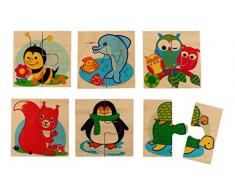 Hess Jouet en Bois 14920 – Puzzle avec 6 Images en Bois Animaux, 16 x 23 x 20 cm