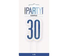 Unique Party- Bougie, 83880, Bleu/argenté