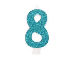 Unique Party 19968 Bougie danniversaire à paillettes Numéro 8