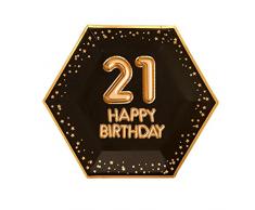 Neviti Glitz & Glamour-Plate-Large-Black & Gold-Age 21 Assiettes en carton 773109