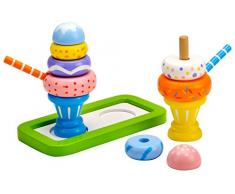 Idena 4100110 Lot de 3 gobelets à Glace en Bois pour Cuisine et Plateaux dachat, à partir de 3 Ans, env. 15 x 10 x 10 cm.