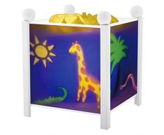 TROUSSELIER - La Jungle - Veilleuse - Lanterne Magique - Idéal Cadeau de Naissance - Dessin animé - Point de Lumière rassurant - Couleur Bois Blanc - Ampoule 12V 10W inclue - Prise Electrique UK