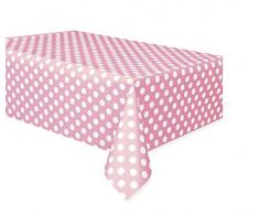 Unique Party 50259 - Nappe en Plastique à Pois Rose Pastel, 2,74 m x 1,37 m