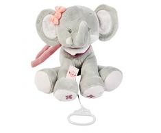 Nattou Peluche Musicale Éléphant Adèle, Adèle et Valentine, 28 x 25 x 9 cm, Gris/Rose