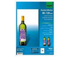 Sigel DE160 Lot de 20 Étiquettes bouteilles personnalisables, autocollants, 8 x 12 cm