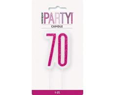 Unique Party- Bougie, 83897, Rose/argenté