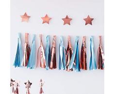 Ginger Ray Guirlande de pompons à suspendre Bleu et or rose