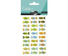 Maildor CY013O - Un sachet de gommettes 3D Cooky 1 planche 7,5x12cm, Petis poissons (27 stickers)