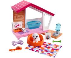 ​Barbie Mobilier coffret d’intérieur pour poupée avec niche pour chien, chienne, son chiot et accessoires, jouet pour enfant, FXG34