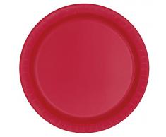Unique Party - 3124 - Paquet de 8 Assiettes en Carton - 18 cm - Rouge