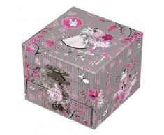 TROUSSELIER - Alice au Pays des Merveilles - Boîte à Bijoux Musicale - Idéal Cadeau Jeune Fille - Musique Moon River - Colori Gris