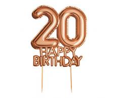 Neviti- Glitz and Glamour Birthday Cake Topper-20 Décoration pour gâteau, 774441, Pink/Rose Gold, 12.5 x 0.5 x 21