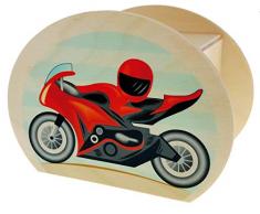 Hess 15222 Tirelire en Bois avec clés, Moto et Panneaux de signalisation, Cadeau pour permis de Conduire, env. 11,5 x 8,5 x 6,5 cm, Multicolore