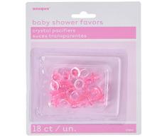 Unique Party 2.5 cm Plastique Rose Sucette bébé Douche dragées, Lot de 18