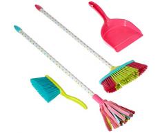 Playkidz- Set de Nettoyage pour Enfants Comprend Balai, vadrouille, Pelle à poussière et Pinceau, Kids Cleaning, Multicolore