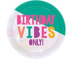 Amscan 542095 Lot de 8 assiettes Young & Fabulous irisables Multicolore