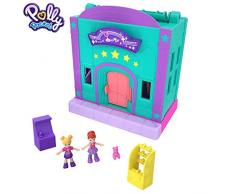 Polly Pocket Pollyville La Salle de Jeux, 2 mini-figurines Polly et Lila, accessoires et autocollants, jouet enfant, GFP41