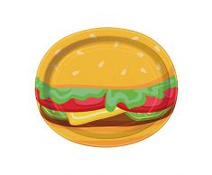 Unique Party 58708 Burger Summer BBQ ovale papier Assiettes, Lot de 8