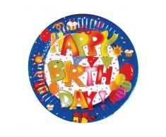 Procos PR86565 Assiettes en carton Motif Happy Birthday Multicolore 16 cm