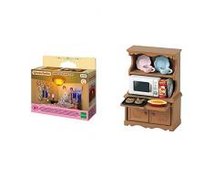 SYLVANIAN FAMILIES- Home Interiors Set Décoration Lampe Et Rideaux, 4268, Multicolore, Norme & 3561 - Ensemble Cuisine et Four - Mini-Poupée