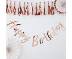 Ginger Ray Guirlande de fanions en or rose pour fête danniversaire 1,8 m Rose