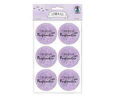 Ursus 59510004F Lot de 24 Autocollants pour Invitation à ma Confirmation Diamètre env. 4,8 cm, Lilas