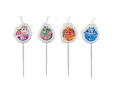 amscan 9902572 Lot de 4 Mini Bougies Safira Multicolore