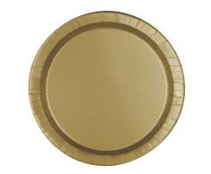 Unique Party - 3325 - Paquet de 8 Assiettes en Carton - 21,9 cm - Or