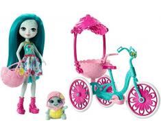 Enchantimals Coffret Sortie à Vélo, Mini-poupée Taylee Tortue et Figurine Animale Bounder avec véhicule et accessoires, jouet enfant, FCC65