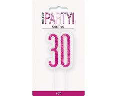 Unique Party- Bougie, 83893, Rose/argenté