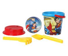 Atosa 12809 – Sable Poubelle Superman, 17 cm, 5 pièces, Bleu/Rouge