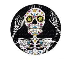 Dia de los muertos Assiettes en carton avec motif squelette Plats Noir