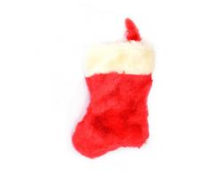 Gifts SHATCHI-1068 Chaussette de Noël en velours avec décorations de Noël en fourrure Rouge