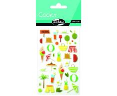 Maildor CY060O - Un sachet de gommettes 3D Cooky 1 planche 7,5x12cm, Plage tropicale (39 stickers)