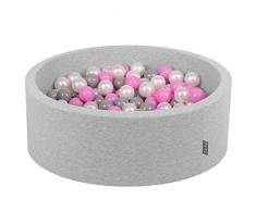 KiddyMoon 90X30cm/200 Balles ∅ 7Cm Piscine À Balles pour Bébé Rond Fabriqué en UE, Gris Clair: Perle-Gris-Rose